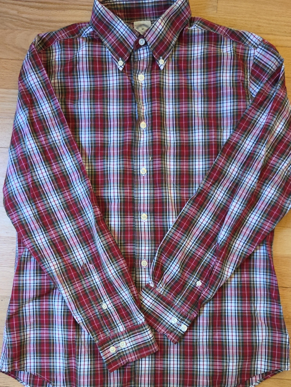 Brooks Brothers 1818 Regent Fit Plaid Button Down Shirt Men’s Size M Red Green